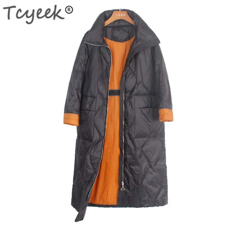 

Tcyeek Women's Down Jacket Fashion Ultra Light Down Jackets Women Duck Down Coat Female Long Ladies Warm Winter Jackets LW1581