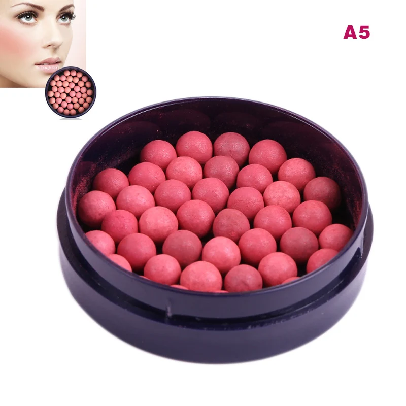 Ball Blusher With Brush Natural Face Makeup Comestic Long Lasting Blush Pearls CJ666