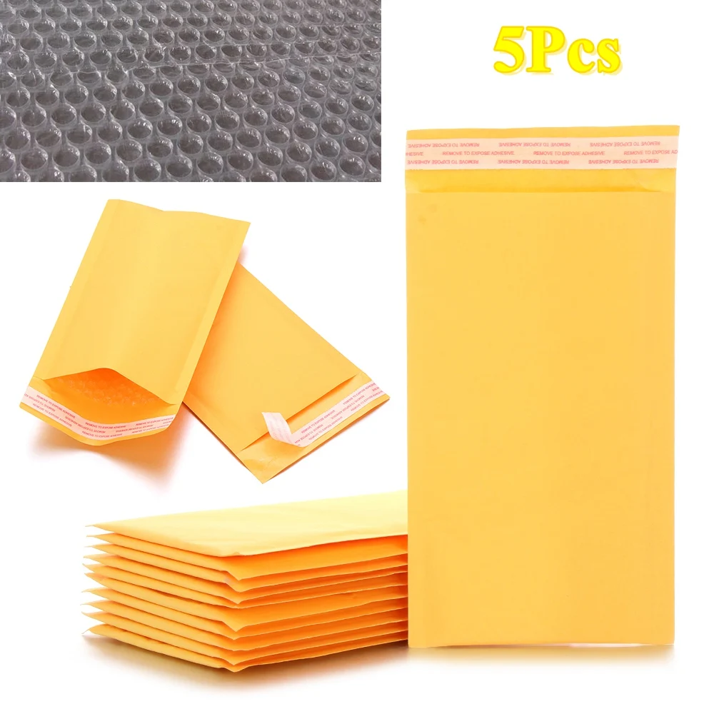 5PCS Kraft Paper Bubble Bubble Shipping Bag Kraft Mailers Padded Envelopes Shipping Envelope Bag Courier Storage Bags