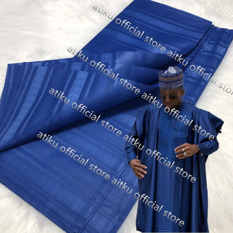 5 ярдов Atiku кружевная ткань хлопок синий цвет Atiku материал для Мужская одежда Atiku ткань для мужчин