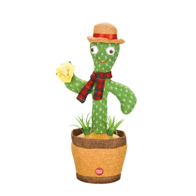 40JC 31cm/12’’ Electric Dancing Cactus Plush Toy Anti-Anxiety Doll Xmas Gift Kids Present Interactive Realistic Potted Doll 1