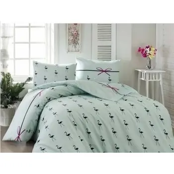 

Easy to Be Ironed Duvet cover set Double Personality Flamingo Mint Ep-0