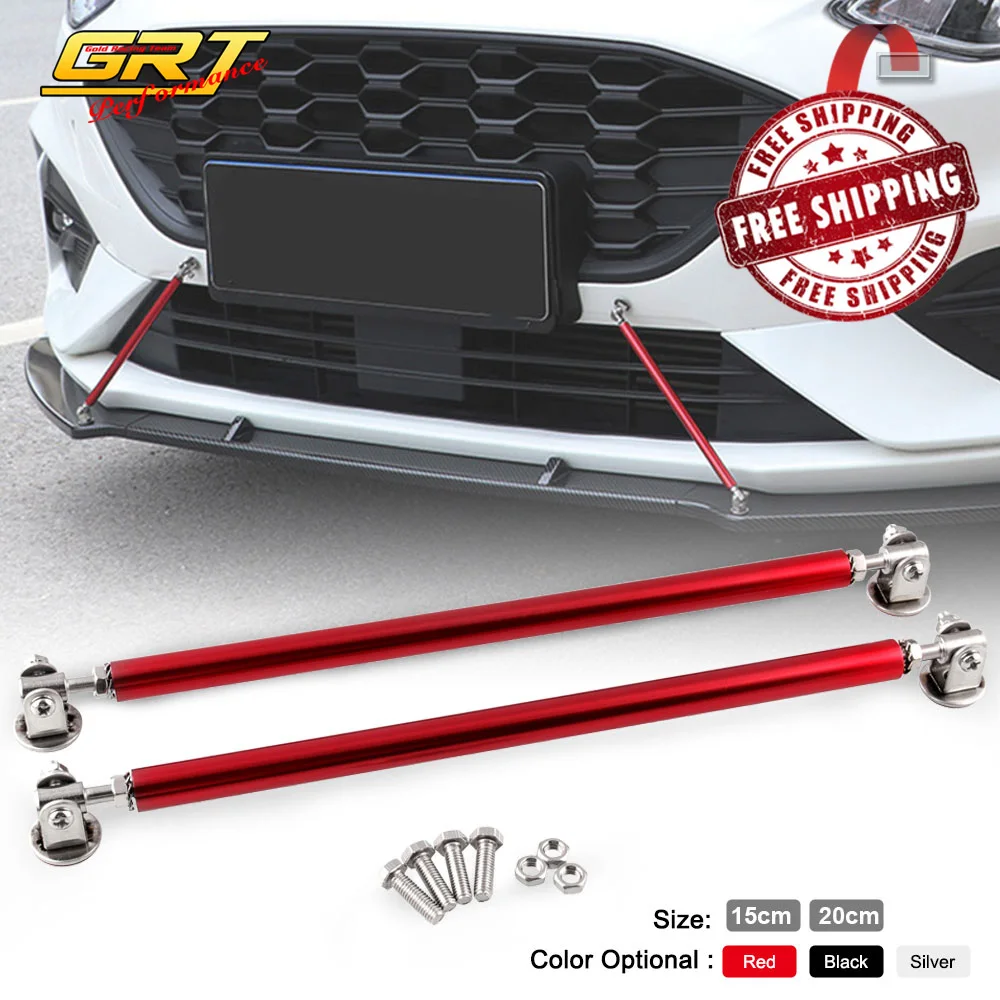 

Bumper Lip Splitter Rod Strut Tie Bar Support Kit 2pcs Adjustable 150mm / 200mm For Universal Car