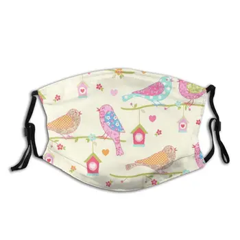 

Unisex Mouth Mask With Filter PM 2.5, Dutch Birds Floral Hearts Adjustable Anti Dust Face Mouth Mask
