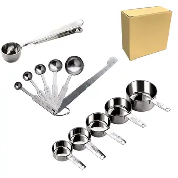 

12pcs Stainless Steel Measuring Cups Spoons Ruler Clamp Set for Baking Tea Coffee Kitchen Cooking Tools