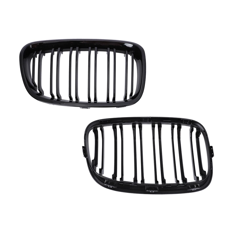 Double Line Front Kidney Grille Hood Grills For BMW F21 F20 1 Series 2011 - 2014 Matte Gloss Black Grill Grille Car Accessories car air vent cover