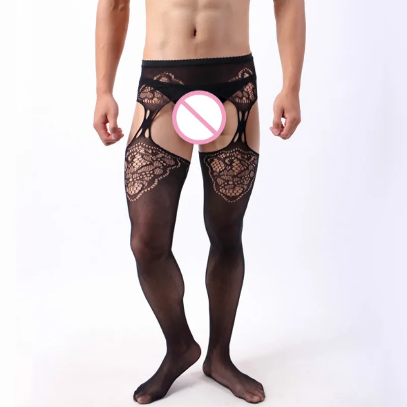 Men's Pantyhose Sexy Fishnet Stockings Open Crotch Tights High Stretch Breathable Panty hose for Man Sex Lingerie Dropshipping t string panties Exotic Apparel