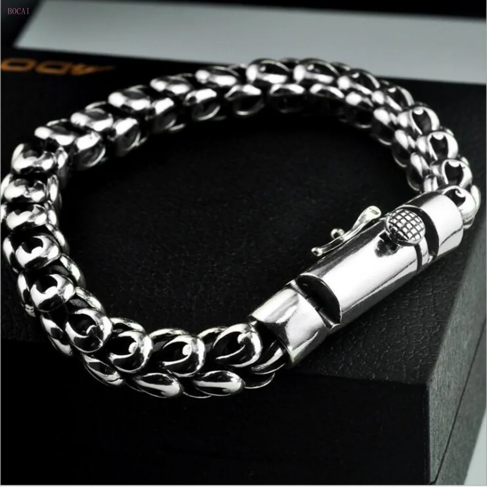 S925 Silver Thai silver dragon bracelet Men's rough chain Handmade retro fashion personality domineering bracelet for men
