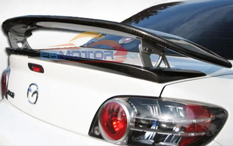 Real Carbon Fiber MSPEED GT SPORT REAR WING TRUNK SPOILER 1PAIR WITH Bracket For MAZDA RX8 04-11