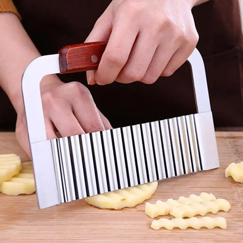 

Stainless steel Potato Wave Cutter Knife Thickened Red Rafter Handle Fruits Vegetable Slicer Kitchen Durable Accessories
