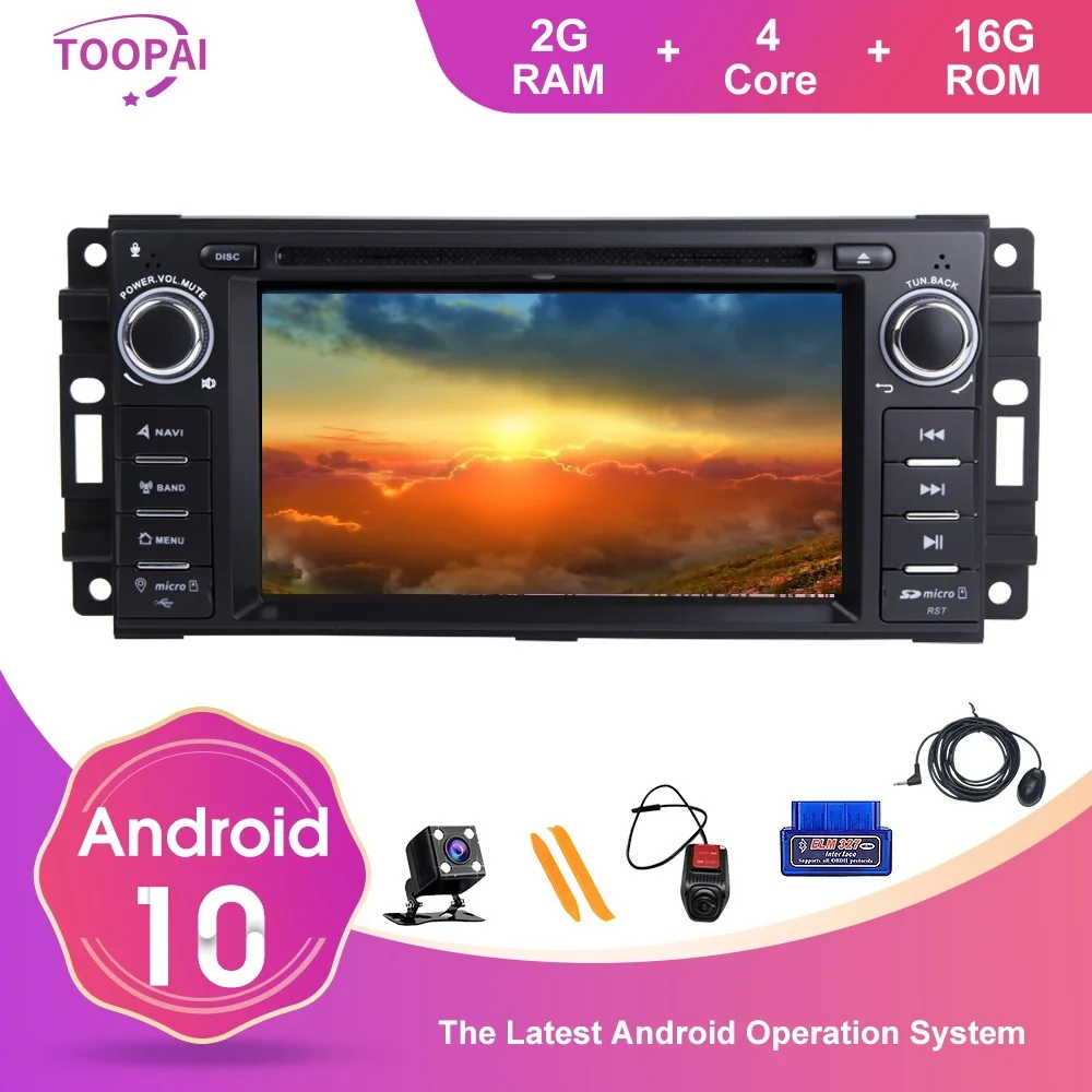 Автомобильный мультимедийный плеер TOOPAI Android 10 для Dodge Ram Challenger Jeep Wrangler JK Авторадио