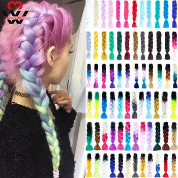 

MANWEI 24'' 100g Ombre Synthetic Braiding Hair Extensions For Crochet Braids Jumbo Braids Two Tone Ombre Color