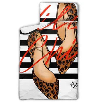 

High Heel Shoe Illustration Nap Mat with Pillow for Toddler Boys and Girls for Daycare and Preschool Sleepovers and Travels