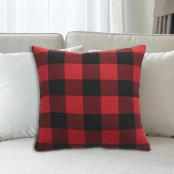 

Cotton Red Black Checked Pillow Cover Excellent Durable Polyester Cotton Craft Zipper Cushion Pad Case Gifts Offices Home