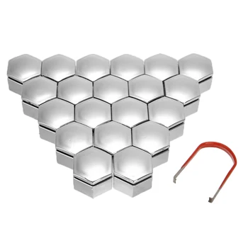 

Mayitr 20pcs Auto Hub Screw Cover 22MM Wheel HEX Nut Bolt Cap Cover+Removal Tool for Car Socket Protection Chrome