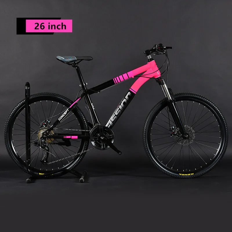 Бренд горный велосипед карбоновая стальная рама 24/26 дюймов колеса 27/30 скорость Запираемая вилка велосипед двойной дисковый тормоз MTB Bicicleta - Цвет: 26 inch wheel pink