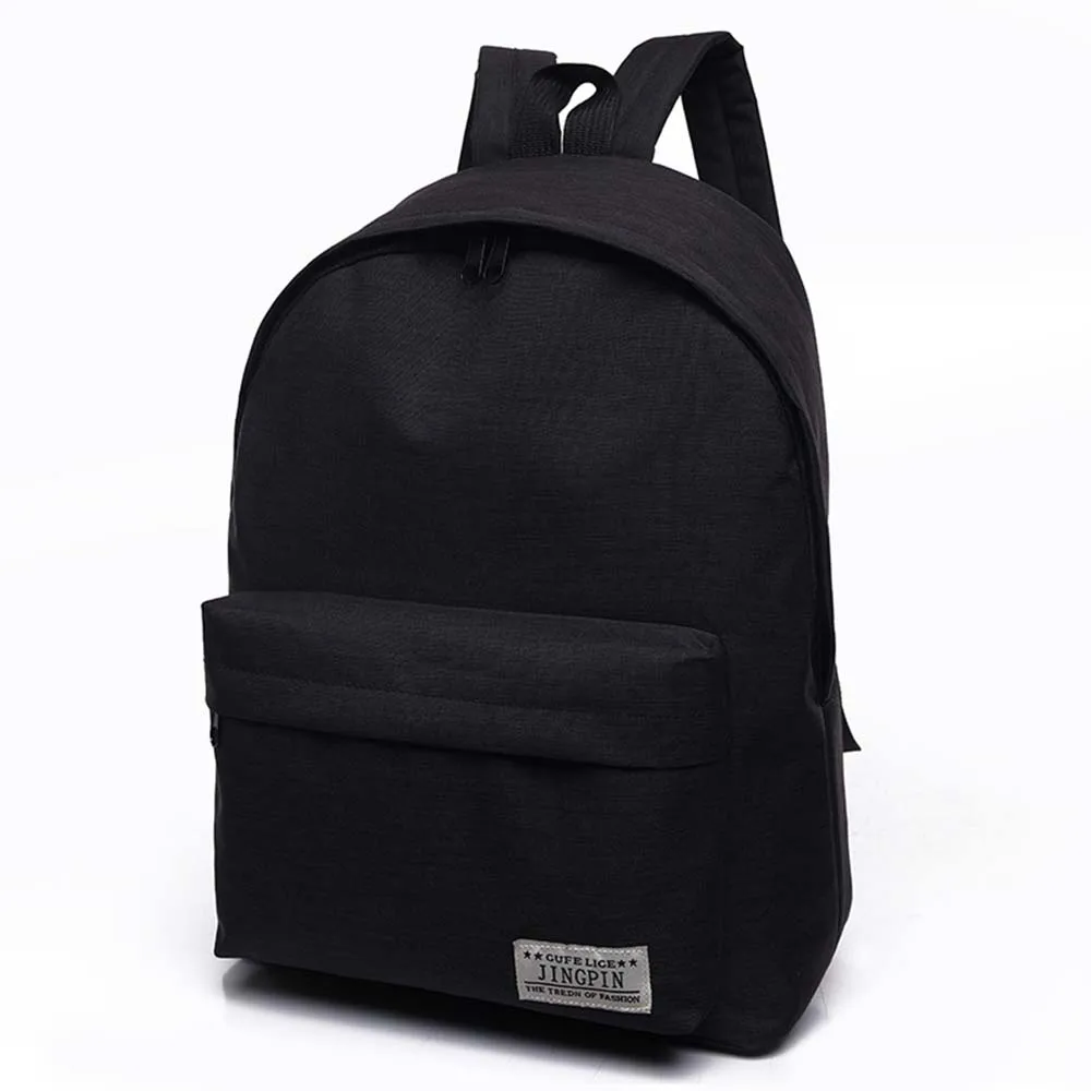 Men Male Canvas Black Backpack College Student School Backpack Bags for Teenagers Mochila Casual Rucksack Travel Daypack - Цвет: Черный