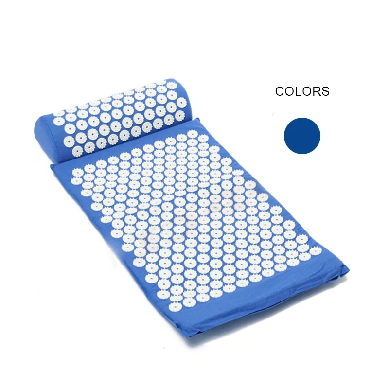 Акупрессура Массажный коврик с подушкой для снятия стресса/боли/сброса напряжения тела Релакс(синий