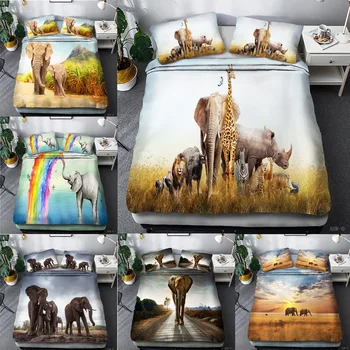

Animal elephant series can be customized three-piece 3D digital foreign trade bedding Duvet Cover Single Twin Double Queen King