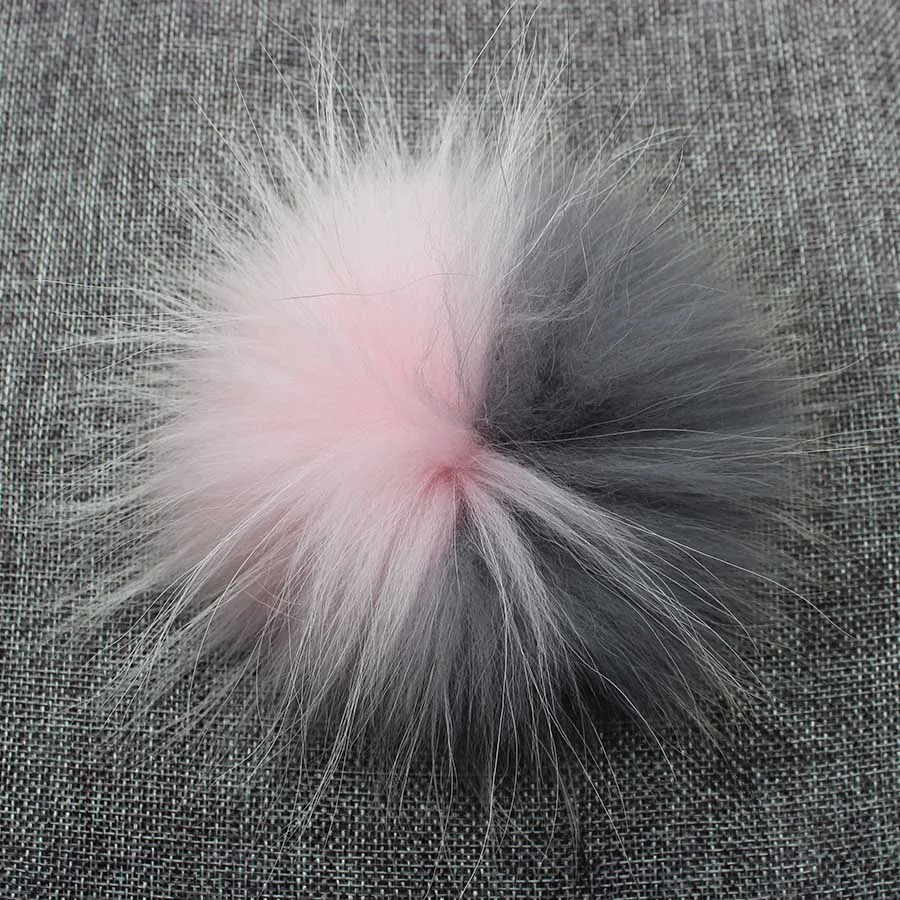 Fluffy Real Fox Fur Pompoms with Button 13-15cm DIY Raccoon Fur Pom Poms Balls Natural Fur Pompon For Scarves Hats Accessories 