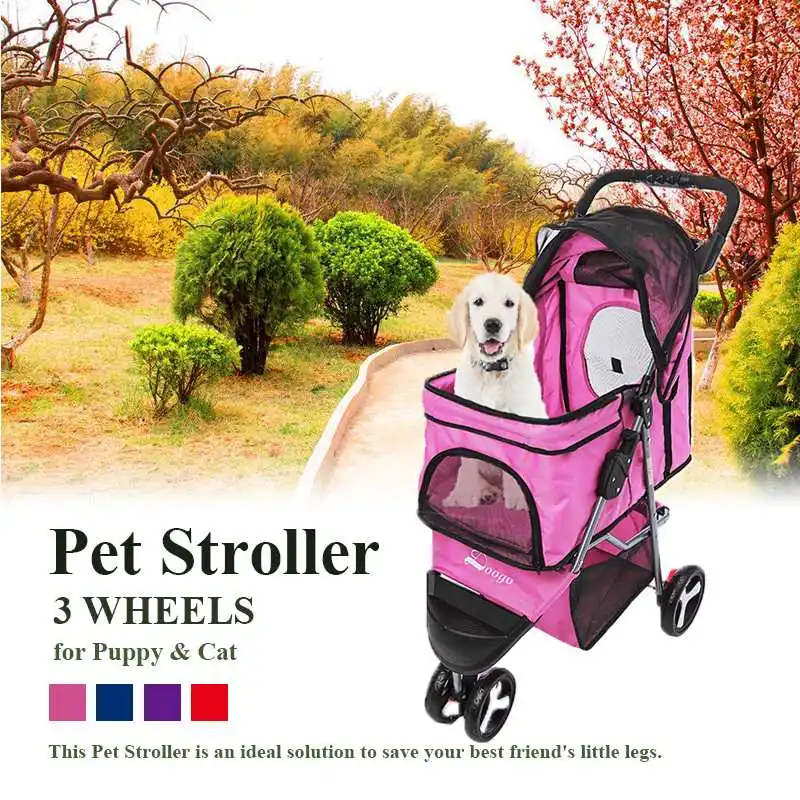 

Foldable Dog Pram Trolley Stroller Outdoor Portable Pet Travelling Carrier Bag Wheels Waterproof Cat Pushchair Dog Cart Luggage
