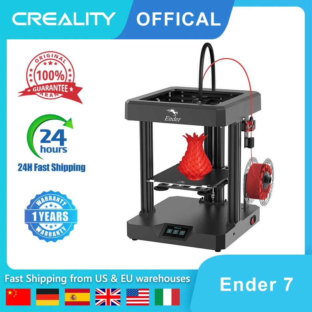 Creality Ender 7 Official High Speed 3D Printer with Dual Cooling Fans, Improved Filament Tube, Premium Extruder 250×250×300mm 3d printing machine