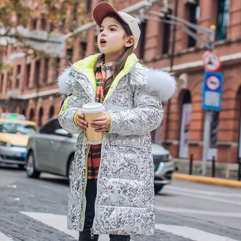 

2020 Fashion Brand Girls Down Jackets Children Warm Down Parkas Coat Fur Kid Teenager Thicken Snowsuit Outerwear For Cold Winter