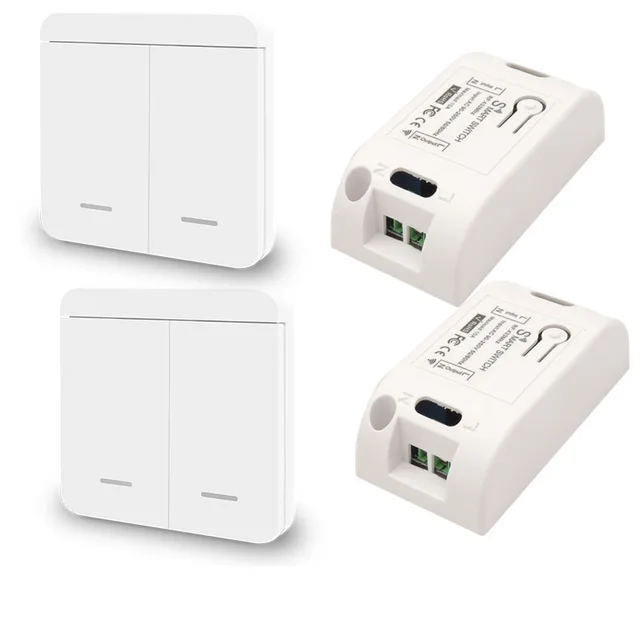 Diese 433Mhz wireless Wall Switch rf 86 wall panel transmitter Safety Switch and AC 110V 220V relay interruptor for Light Lamp 2gang 2Switchs