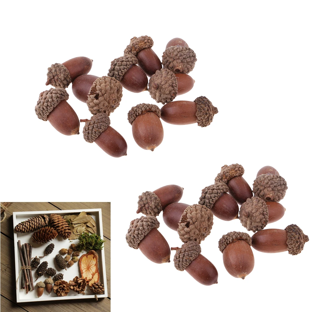 20Pcs Natural Mini Acorns Christmas Accents Home Xmas Festival Decorations Room Ornament Rustic Crafts