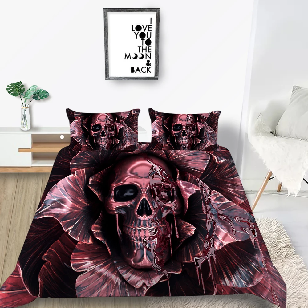 

Flower Skull Bedding Set King Scary Creative 3D Duvet Cover High End Queen King Twin Full Single Double Unique Design Bed Set
