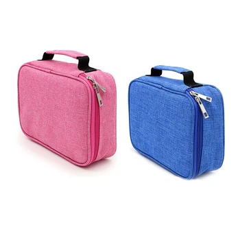 

2Pcs 72 Holder Pen Colored Pencil Case School Multi-Functional High Capacity Zipper Pencil Bag for Student Art Supplies - Blue &