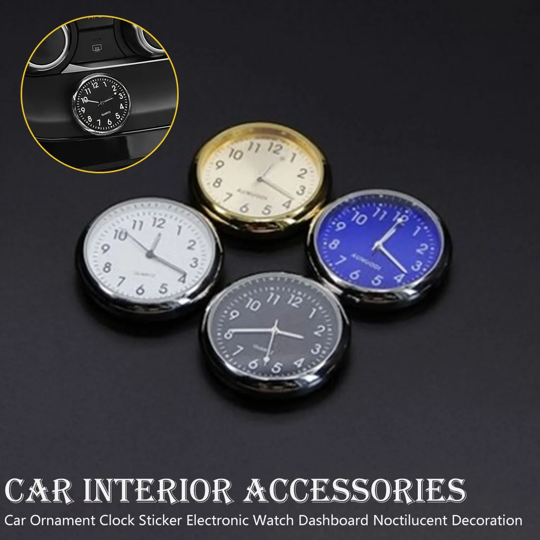 

Car Ornament Clock Sticker Electronic Watch Dashboard Noctilucent Decoration For SUV Cars Auto Replacement Clocks