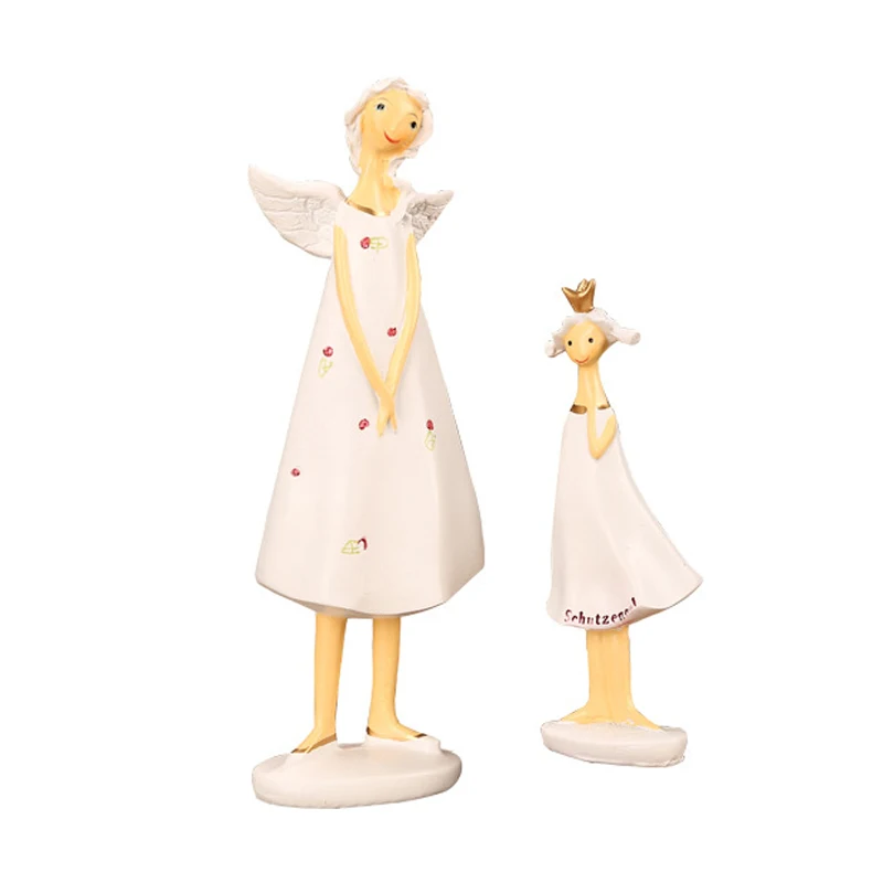 

2Cs/Set Europe Angel Mother&Daughter Elves Household Adornment Diy Resin Articles Decoration Window Crafts Angel Ornaments Props