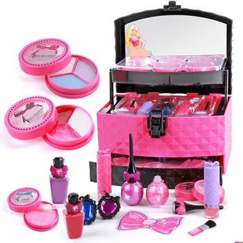 

Girls Makeup Kit Cosmetic Box Makeup Organizer Storage Case With Makeup Mirror Lipstick Nail Drill Polish Organizer Cosmetic