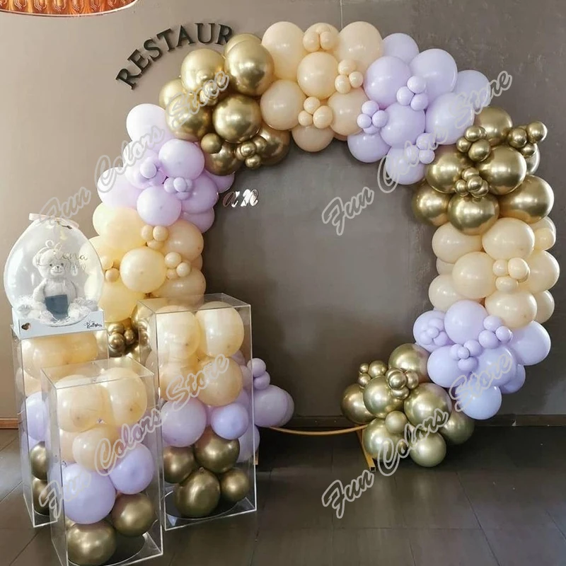 

205pcs Macaron Purple Wedding Birthday Party Backdrop Baby Shower DIY Holiday Golden Dinner Decoration Balloon Garland Arch Kit