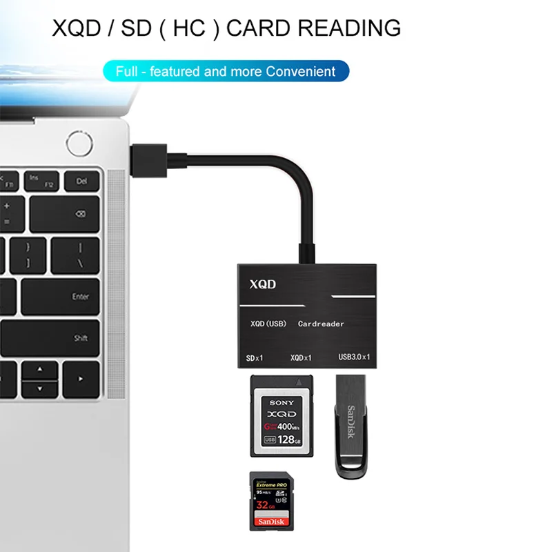 Asunflower Xqd Card Reader USB 3.0 Reader SD High Speed Mini usb3.0 Hub Adapter Card Reader For Windows Mac OS Computer 500MB/s