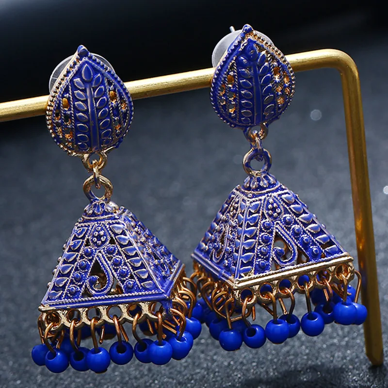 Мексиканские женские Золотые сережки jhumka индийские этнические Драгоценности Пакистан хиппи племя Бохо колокольчики кисточкой Висячие серьги Свадебные Bijoux