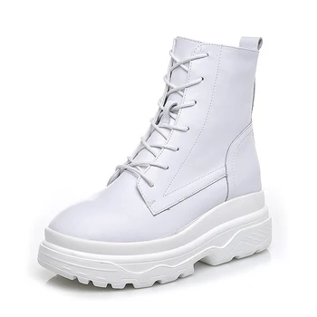 

Chaussure Femme Genuine Leather Ankle Boots Women Shoes Woman Booties 2020 Autumn Platform Shoes For Women's Boots Ladies Zipper