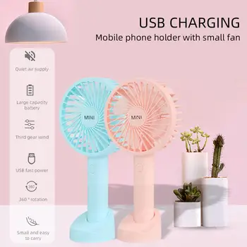 

2020 USB Bedroom Mobile Phone Stand Small Handheld Fan Fan 360 ° Rotation Third Gear Adjustable Family New