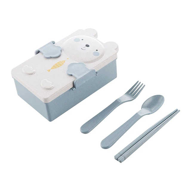 Cute Bento Lunch Box for Kids School Children Microwavable Stainless Steel Kindergarten Children's Bread Sandwich Food Box plastic bear