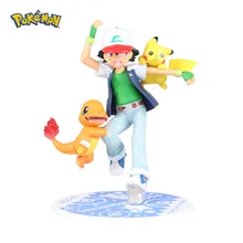 

20cm original Pokemon figure model Kawaii Ash Ketchum Pikachu action figure model desktop decoration solid figure child gift