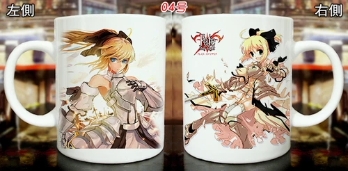 Anime Fate/stay night Tohsaka Rin Saber Gold Stamping Ceramic Coffee Mug  Cup Men Women Fashion Spoon+Cup lid Cup