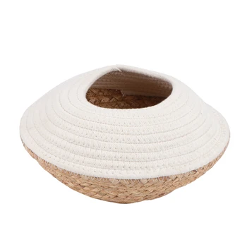 

1Pc Belly Basket Pastoral Style Retro Unique Hand-Made Flowerpot Hay Braid Flower Basket Hand-Woven Basket For Decor Storage