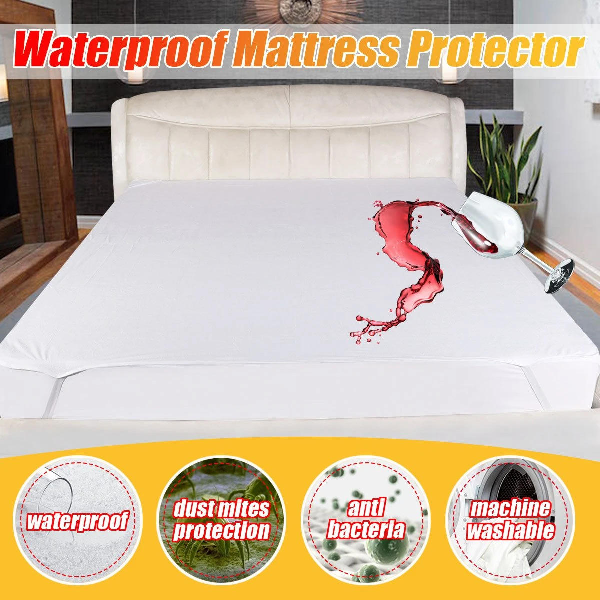 Smooth Waterproof Mattress Protector Cover For Bed White Wetting Breathable Hypoallergenic Protection Pad Cover Against Dustmite Mattress Covers Grippers Aliexpress