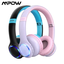 Mpow CH9 Bluetooth детские наушники Складная гарнитура с микрофоном светодиодный светильник 85dB ограничение громкости для детей мальчиков девочек подростков