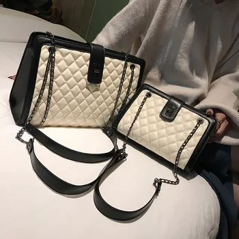 

Crossbody bags for women 2019 Luxury Brand Plaid Large Female Handbags Designer White Leather Messenger Tote Women shoulder bag