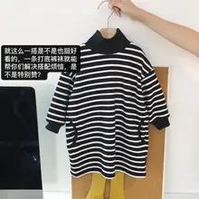 Г., платье в полоску в Корейском стиле для девочек модные хлопковые платья для девочек на осень-зиму от 1 до 6 лет, HX61