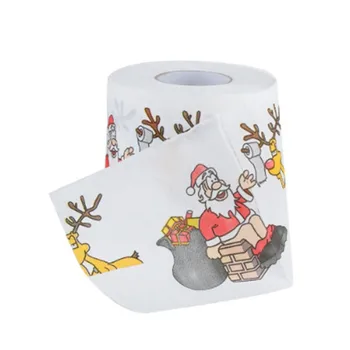 

1 Roll Soft Toilet Paper Merry Christmas Santa Claus Tree Colorful Printed Toilet Paper Christmas Decorations 2020 Navidad Natal