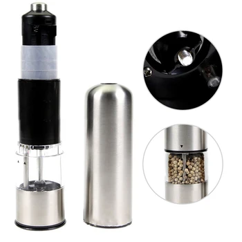 

Stainless Steel Electric Salt & Pepper Mill Kitchen Grinder No Battery Electric Salt Pepper Mill Spice Grinder Muller Kitchen To