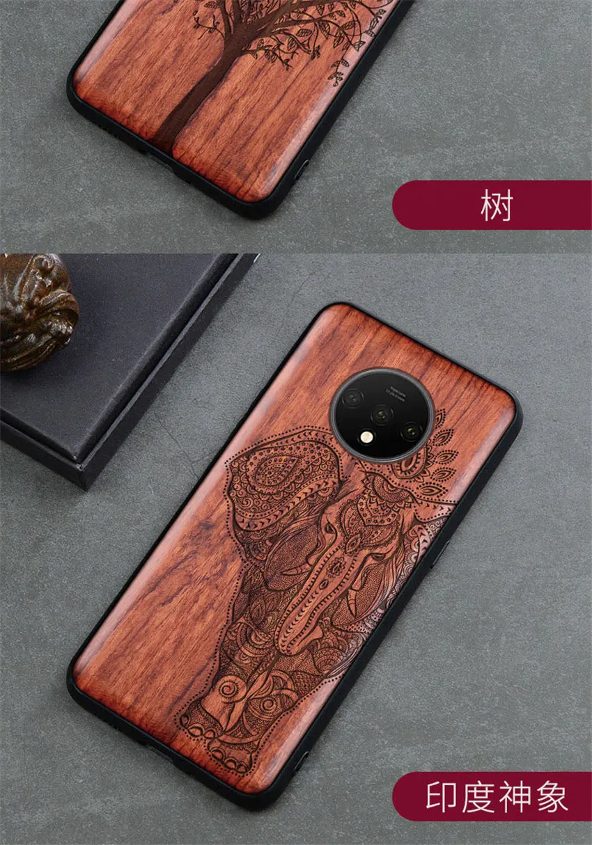 Резной деревянный ящик для OnePlus 7T One Plus 7T противоударный чехол TPU бампер чехол для OnePlus 7t Pro Чехол деревянная оболочка OnePlus 1+ 7t